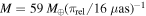 $M=59\,{M}_{\oplus }{({\pi }_{\mathrm{rel}}/16\mu \mathrm{as})}^{-1}$