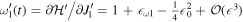 ${\omega }_{1}^{{\prime} }(t)=\partial { \mathcal H }^{\prime} /\partial {J}_{1}^{{\prime} }=1+{\epsilon }_{\omega 1}-\tfrac{1}{4}{\epsilon }_{0}^{2}+{ \mathcal O }({\epsilon }^{3})$