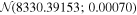 ${ \mathcal N }(8330.39153;0.00070)$
