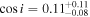 $\cos i={0.11}_{-0.08}^{+0.11}$