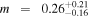 $m\,=\,{0.26}_{-0.16}^{+0.21}$