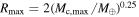 ${R}_{\max }=2{({M}_{{\rm{c}},\max }/{M}_{\oplus })}^{0.25}$