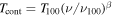 ${T}_{\mathrm{cont}}={T}_{100}{(\nu /{\nu }_{100})}^{\beta }$