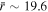 $\bar{r}\sim 19.6$