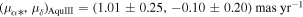 ${({\mu }_{\alpha * },{\mu }_{\delta })}_{\mathrm{AquIII}}=(1.01\pm 0.25,-0.10\pm 0.20)\,\mathrm{mas}\,{\mathrm{yr}}^{-1}$