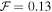 ${ \mathcal F }=0.13$