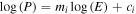 $\mathrm{log}\left(P\right)={m}_{{i}}\mathrm{log}\left(E\right)+{c}_{i}$