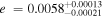 $e\,=0.005{8}_{-0.00021}^{+0.00013}$