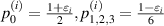 $p_0^{\left( i \right)} = \frac{{1 + {\varepsilon _i}}}{2}, p_{1,2,3}^{\left( i \right)} = \frac{{1 - {\varepsilon _i}}}{6}$