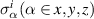 $\sigma_{\alpha}^{i} (\alpha\in x, y, z)$