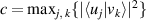 $c = \max_{j,\,k}\{|\langle u_{j}|v_{k}\rangle|^{2}\}$