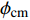 $ {\rm \phi}_{\rm cm} $