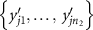 $\left\{ {y{^{^{\prime}}_{j1}}, \ldots ,{\text{ }}y{^{^{\prime}}_{j{n_2}}}} \right\}$