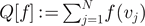 $Q[f]{:=}{\sum }_{j=1}^{N}f\enspace ({v}_{j})$
