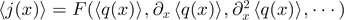 $\left\langle j(x)\right\rangle =F(\left\langle q(x)\right\rangle ,{\partial }_{x}\left\langle q(x)\right\rangle ,{\partial }_{x}^{2}\left\langle q(x)\right\rangle ,\cdots \enspace )$