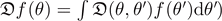 $\mathfrak{D}f\enspace (\theta )=\int \mathfrak{D}(\theta ,{\theta }^{\prime })f\enspace ({\theta }^{\prime })\mathrm{d}{\theta }^{\prime }\left. \right)$