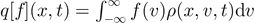 $q[f](x,t)={\int }_{-\infty }^{\infty }\;f\enspace (v)\rho (x,v,t)\mathrm{d}v$