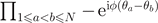 ${\prod }_{1\leqslant a< b\leqslant N}- {\text{e}}^{\text{i}\phi ({\theta }_{a}-{\theta }_{b})}$