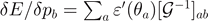 $\delta E/\delta {p}_{b}={\sum }_{a}\;{\varepsilon }^{\prime }({\theta }_{a}){[{\mathcal{G}}^{-1}]}_{ab}$