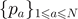 ${\left\{{p}_{a}\right\}}_{1\leqslant a\leqslant N}$