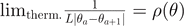 ${\mathrm{lim}}_{\text{therm.}}\frac{1}{L\vert {\theta }_{a}-{\theta }_{a+1}\vert }=\rho (\theta )$
