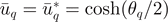 ${\bar{u}}_{q}={\bar{u}}_{q}^{\ast }=\mathrm{cosh}({\theta }_{q}/2)$