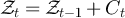 $\mathcal{Z}_{t} = \mathcal{Z}_{t-1}+ C_{t}$