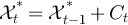 $\mathcal{X}^{\ast}_{t} = \mathcal{X}^{\ast}_{t-1}+C_{t}$