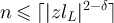 $n\unicode{x2A7D} \lceil |z l_L|^{2-\delta} \rceil$