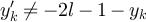 $y_k^{^{\prime}}\neq -2l-1-y_k$