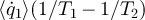 $\langle \dot{q}_1 \rangle(1/T_1-1/T_2)$