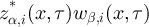 $z^*_{\alpha,i}({x},\tau) w_{\beta,i}({x},\tau)$