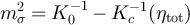 $m_\sigma^2 = K_0^{-1} - K_c^{-1}(\eta_{\mathrm{tot}})$