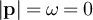 $\lvert \textbf{p} \rvert = \omega = 0$
