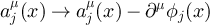$a_j^\mu(x) \rightarrow a_j^\mu(x) - \partial^\mu \phi_j(x)$