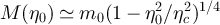 $M(\eta_0) \simeq m_0(1 - \eta_0^2/\eta_c^2)^{1/4}$