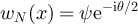 $w_N(x) = \psi \textrm{e}^{-\textrm{i}\theta/2}$