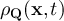 $\rho_\textbf{Q}(\textbf{x},t)$