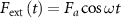 ${F_{{\text{ext}}}}\left( t \right) = {F_a}\cos \omega t$