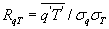 $R_{qT} = \overline {q'T'} /\sigma _q \sigma _T$