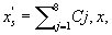 $x^\prime_s = \sum\nolimits_{j = 1}^8 {Cj,x} ,$