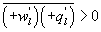$\overline {\left( { + w_l^\prime } \right)\left( { + q_l^\prime } \right)} > 0$