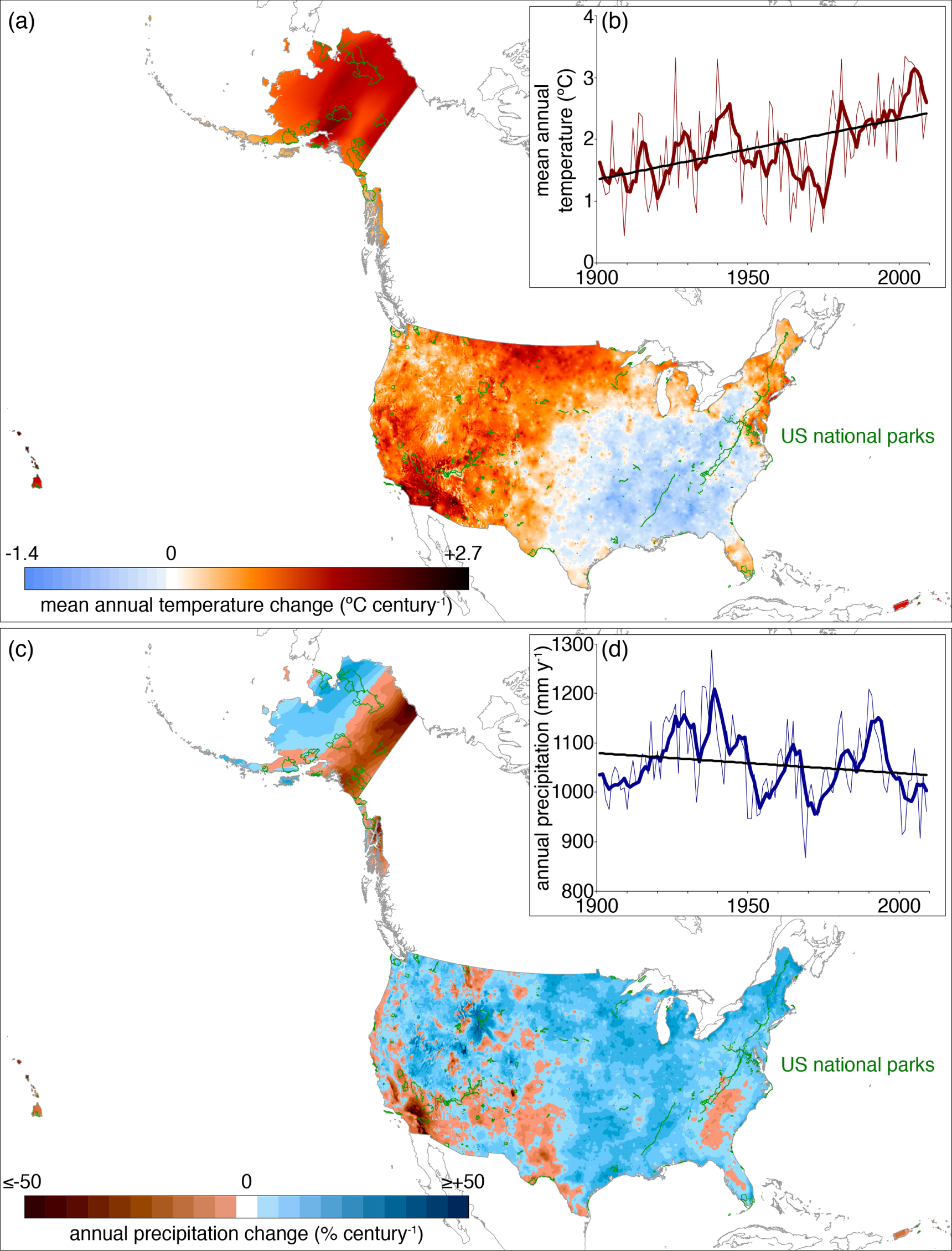 Disproportionate magnitude of climate change in United States national ...