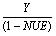 $\frac{Y}{{\left( {1 - {{NUE}}} \right)}}$