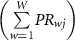 $\left(\mathop \sum \limits_{w = 1}^W P{R_{wj}}\right)$