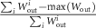 $\frac{\sum_{i} W_\mathrm{out}^{\,i} - \max(W_\mathrm{out})}{\sum_{i} W_\mathrm{out}^{i}}$