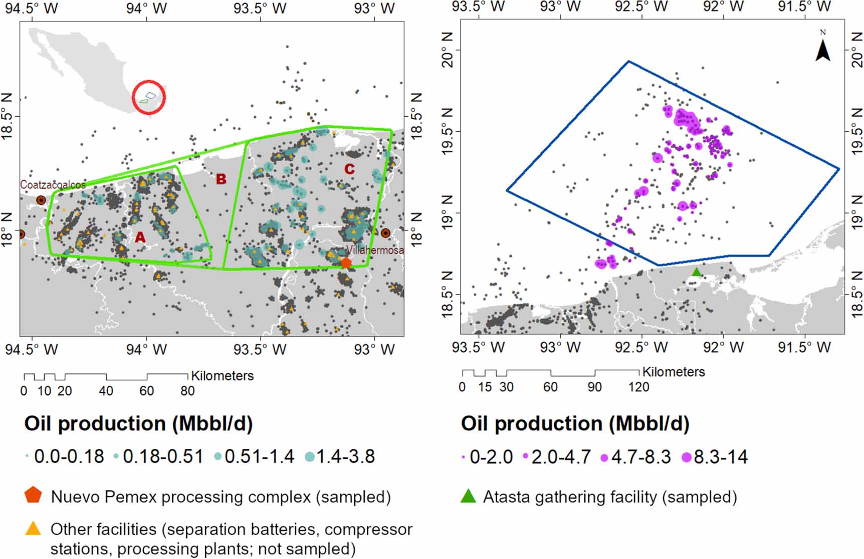 A tale of two regions: methane emissions from oil and gas production in ...