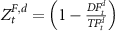 $Z_t^{F,d} = \left( {1 - \frac{{DF_t^d}}{{TF_t^d}}} \right)$