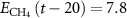 ${E_{{\text{C}}{{\text{H}}_{\text{4}}}}}\left( {t - 20} \right) = 7.8$