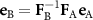 ${{\mathbf e}_{\text{B}}} = {\mathbf F}_{\text{B}}^{ - 1}{{\mathbf F}_{\text{A}}}{{\mathbf e}_{\text{A}}}$